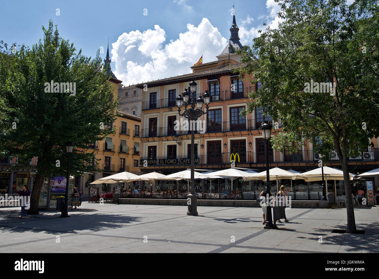 Plaza de Zocodover, Toledo, Castilla La Mancha, Spanien. Juli 2017 Stockfoto