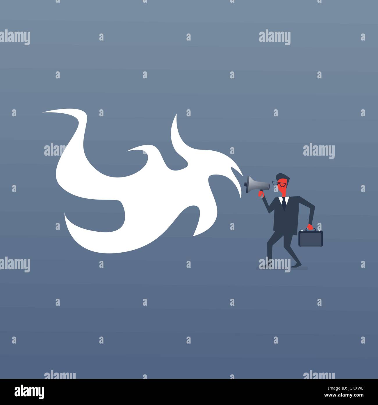 Wütend Boss Business Mann schreien Megaphon rot verärgert Geschäftsmann Stock Vektor