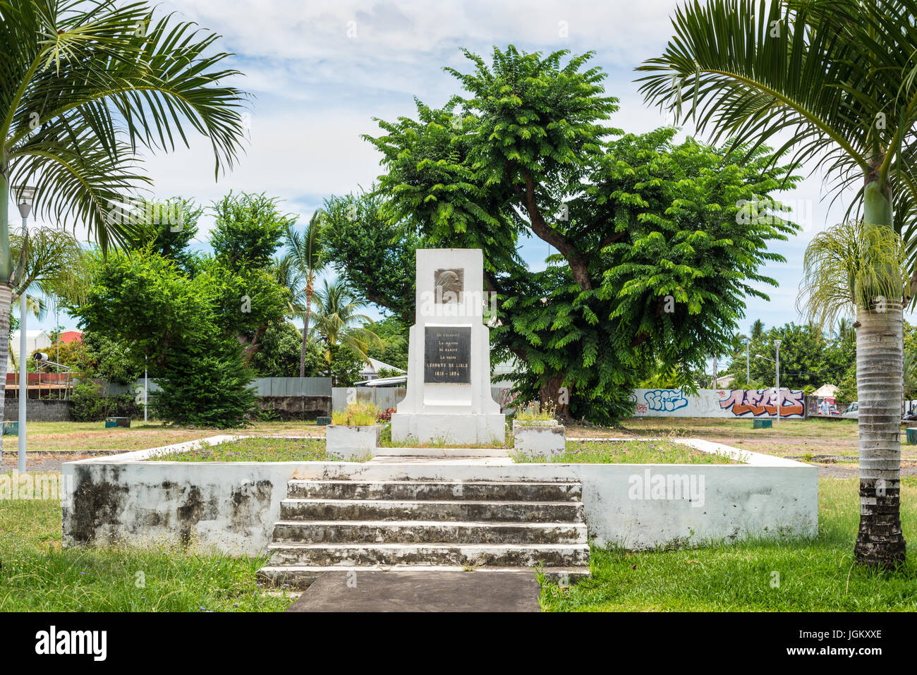 Saint-Paul, Réunion, Frankreich - 24. Dezember 2015: Denkmal Leconte de Lisle in Saint Paul auf der Insel La Réunion, Frankreich. Charles Marie Rene Lecon Stockfoto