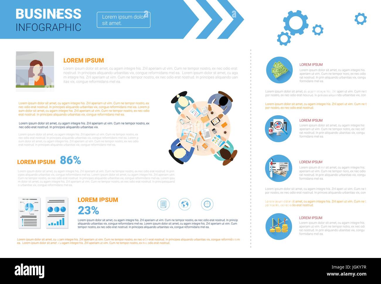 Business Infografiken Set mit textfreiraum für Verhandlungen Präsentationskonzept treffen Stock Vektor