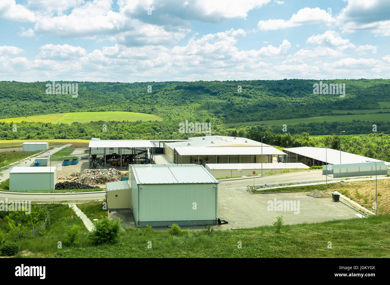 Städtischen Mülldeponie. Abfallbehandlung Pflanze Depot, Trennung vorbereiten. Stockfoto