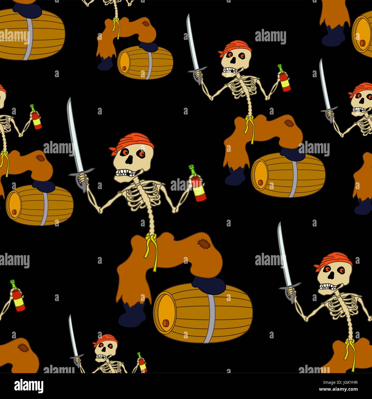 Jolly Roger Skelett nahtlose Stock Vektor