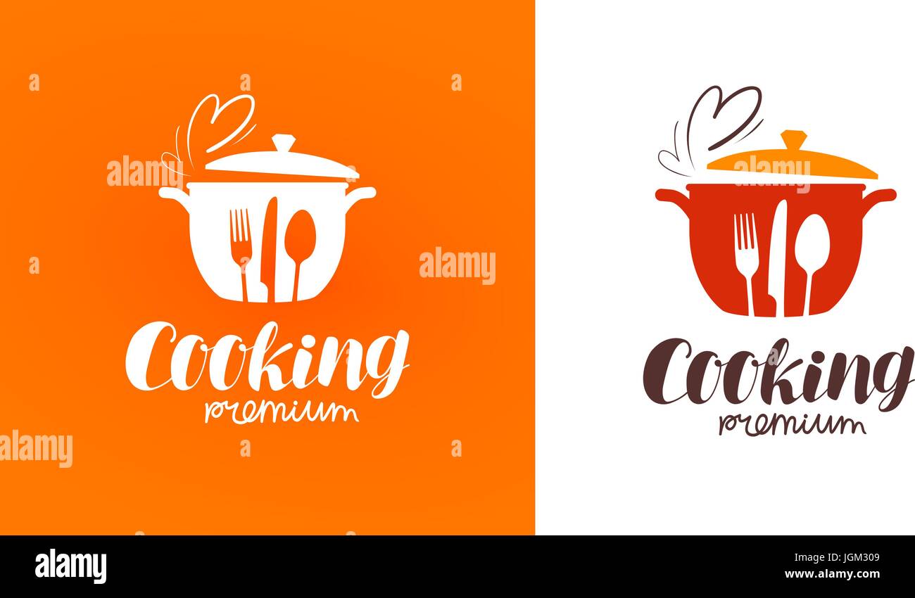 Kochen, Küche, Küche-Logo. Restaurant, Menü, Café, Imbiss-Label oder Symbol. Vektor-illustration Stock Vektor