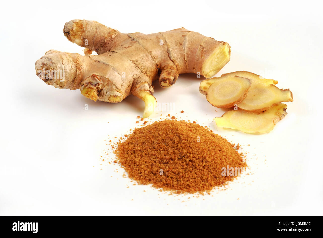 Bio Ingwer und gemahlener Ingwer Stockfoto