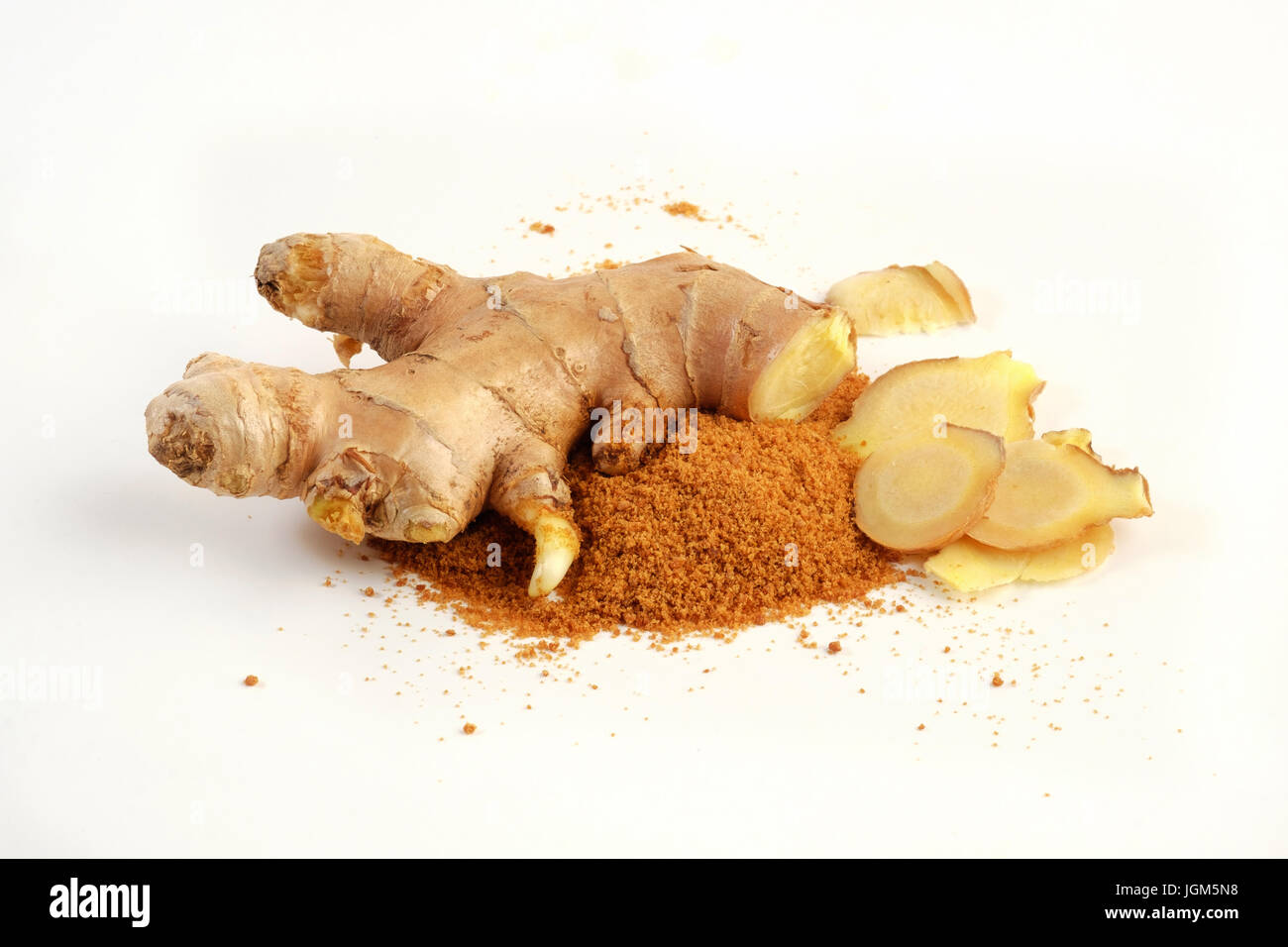 Bio Ingwer und gemahlener Ingwer Stockfoto