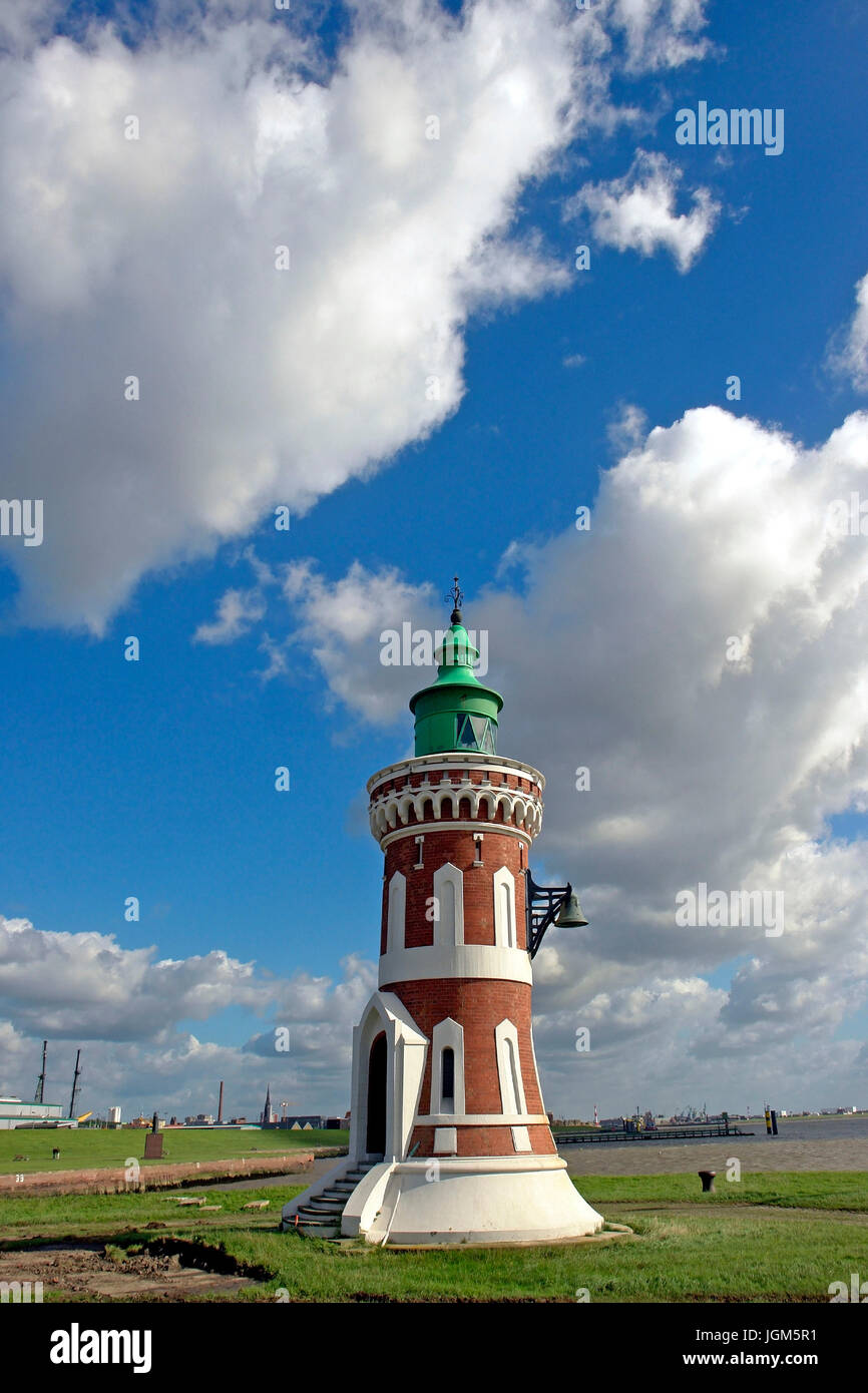Europa, Deutschland, Niedersachsen, Bremerhaven, Leuchtturm, Architektur, bauen, Gebäude, Gebäude, Wahrzeichen, Meer, Sommer, Küste, Sehenswürdigkeit, p Stockfoto