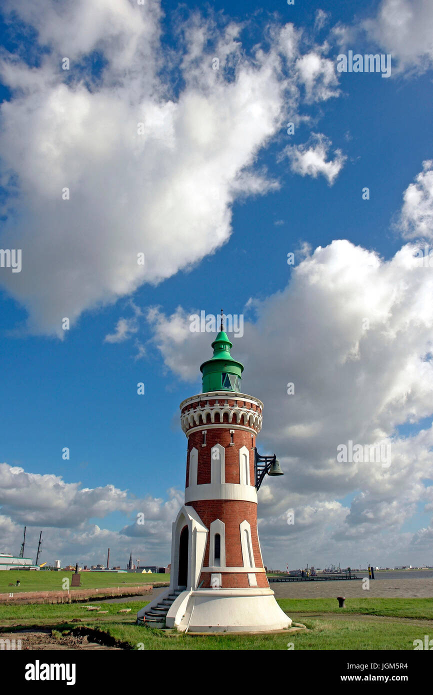 Europa, Deutschland, Niedersachsen, Bremerhaven, Leuchtturm, Architektur, bauen, Gebäude, Gebäude, Wahrzeichen, Meer, Küste, Ort von Interesse, Ort der Stockfoto