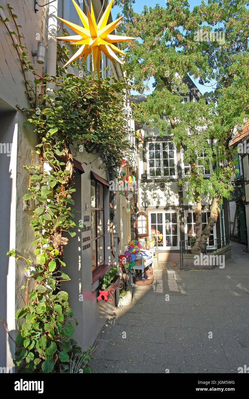 Europa, Deutschland, Bremen, Stadt, Städte, Hansestadt, Schnoor, Altstadt, Altstadt, Treffen außerhalb, im Freien, Bereich Aufnahme, Straßencafé, Café, Stockfoto