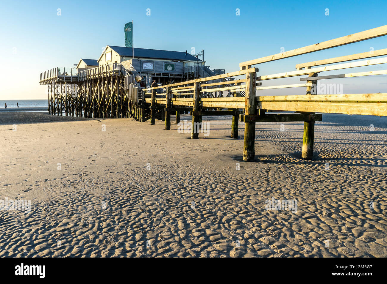 Deutschland, erstirbt, Eiderstedt, Holzkonstruktionen, Norddeutschland, Nord Fries-Land, der Nordsee, Nordseeküste, aufbauend auf Stelzen, sandigen b Stockfoto