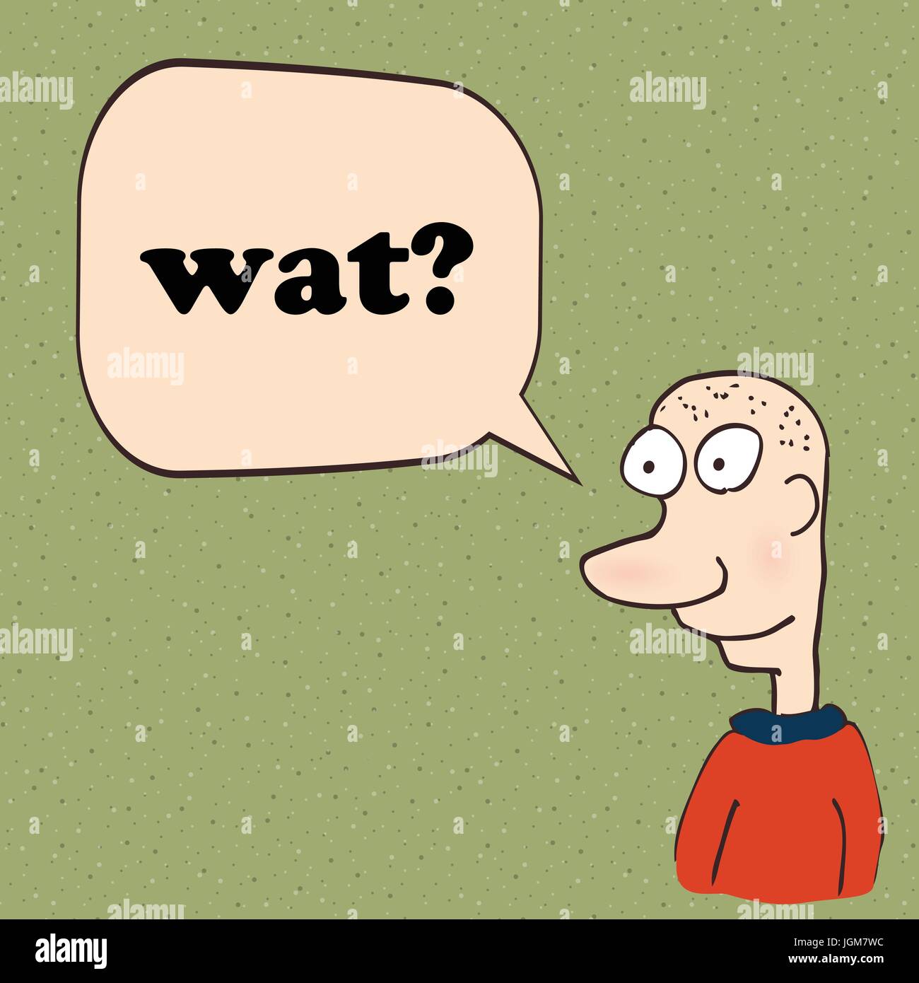 Was oder Wat Memo in Frage der lustige Kerl. Internet-Slang  Stock-Vektorgrafik - Alamy