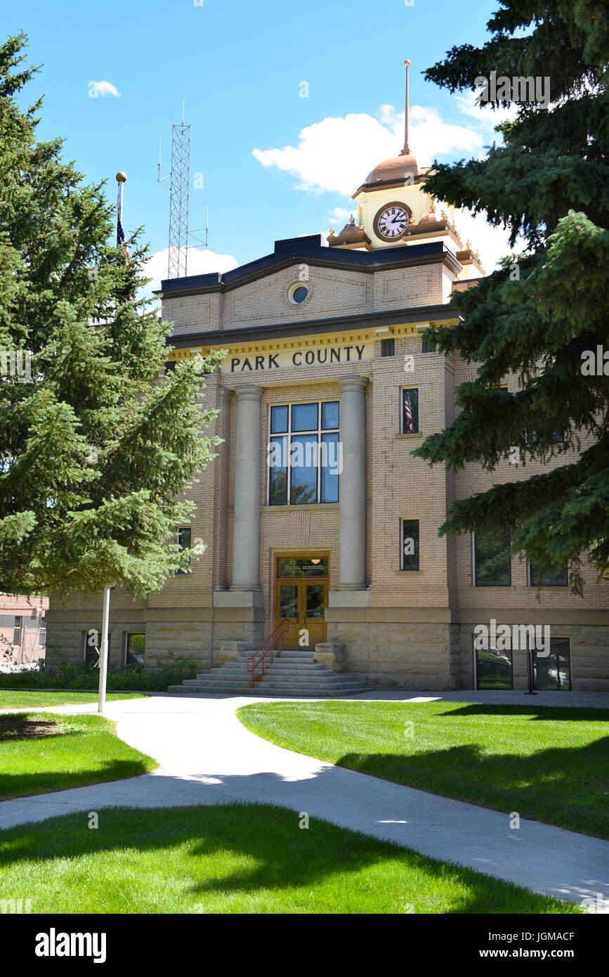CODY, Wyoming - Juni 24, 2017: Park County Courthouse. Das historische Gebäude wurde von Park County Bürger Interesse und die Sorge für ihre vergangenen wiederhergestellt Stockfoto