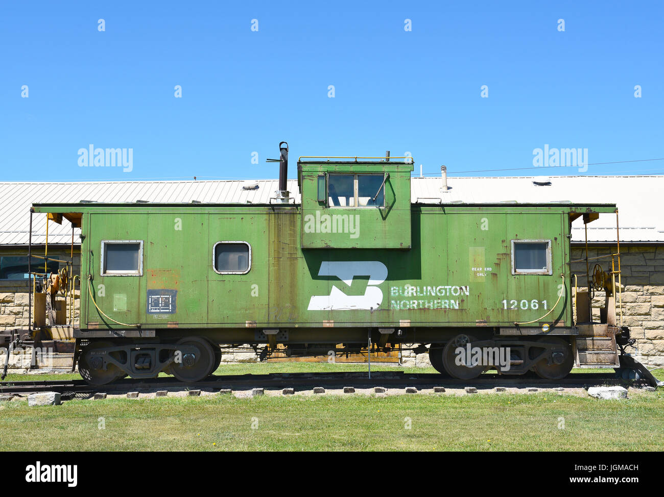 NEWCASTLE, WYOMING - 23. Juni 2017: Anna Miller Museum Caboose. Befindet sich hinter dem wichtigsten Museum in die Wyoming Army National Guard Kavallerie stabil, die Stockfoto