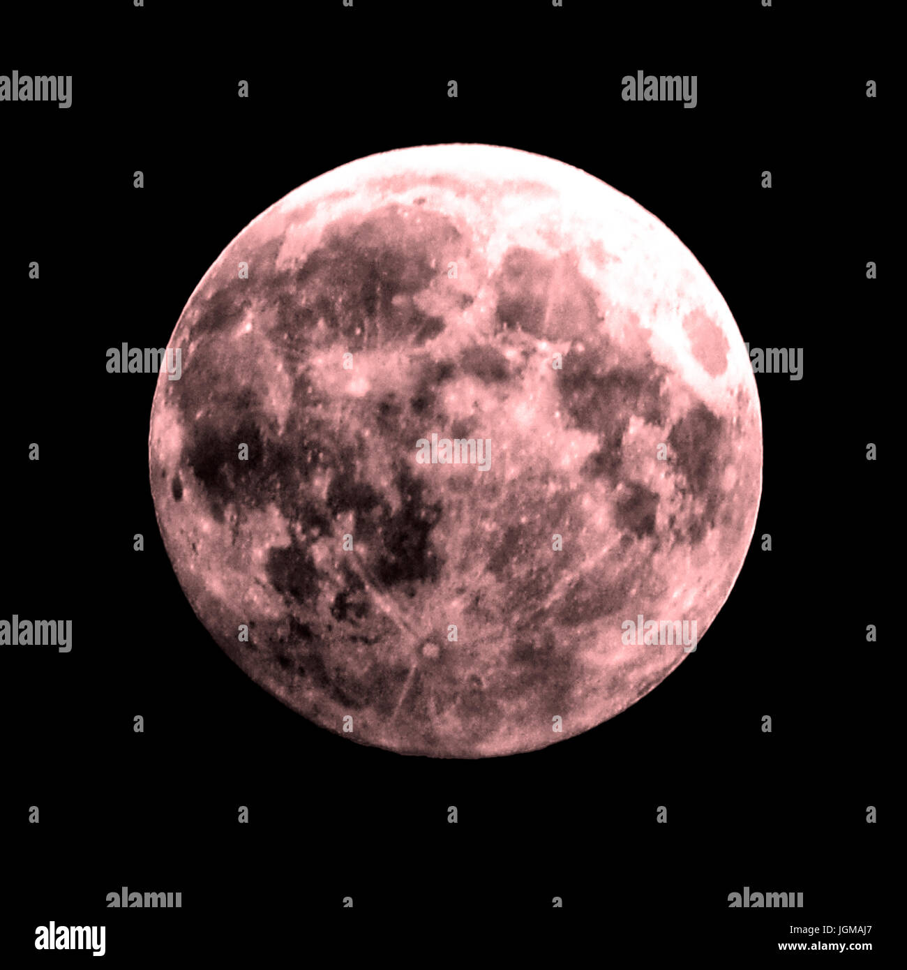 Vollen roten Mond Harvest Moon in dunklen Himmel große Dateigröße Stockfoto