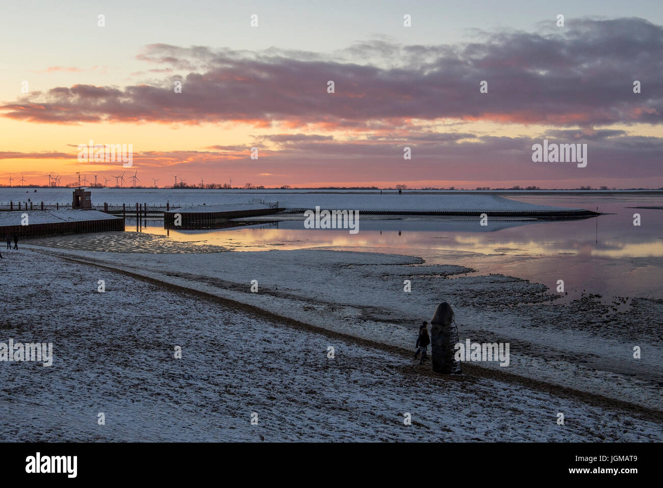 Europa, die Bundesrepublik Deutschland, Niedersachsen, Dangast, Varel, jade, langweilen, Winter, Saison, Skulptur, Eis, Health Resort Haus, Landschaft Stockfoto