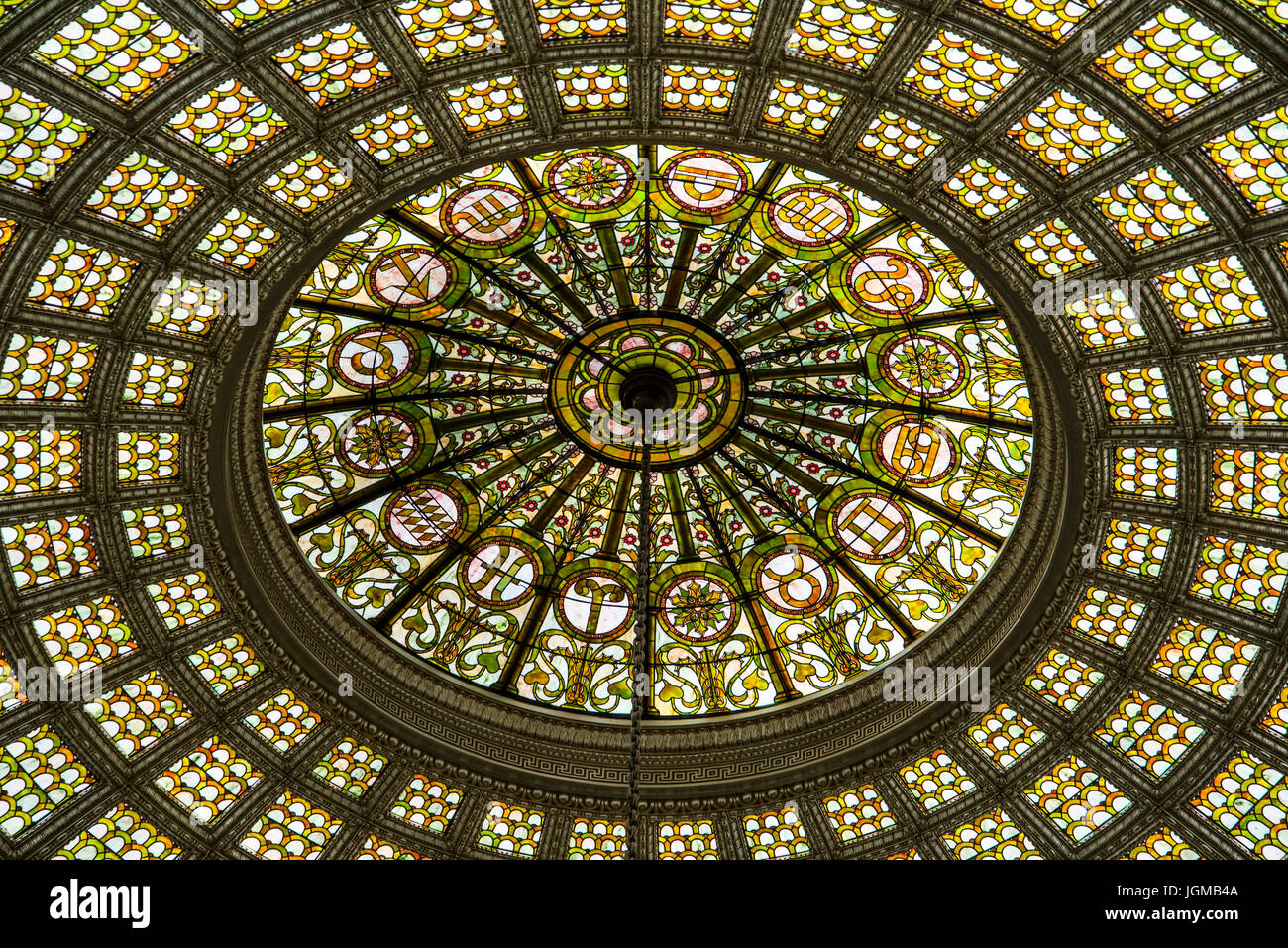 Chicago Cultural Center war einst der Chicago Public Library und stellt einige der schönsten Innenräume eines öffentlichen Gebäudes gefunden werden. Stockfoto