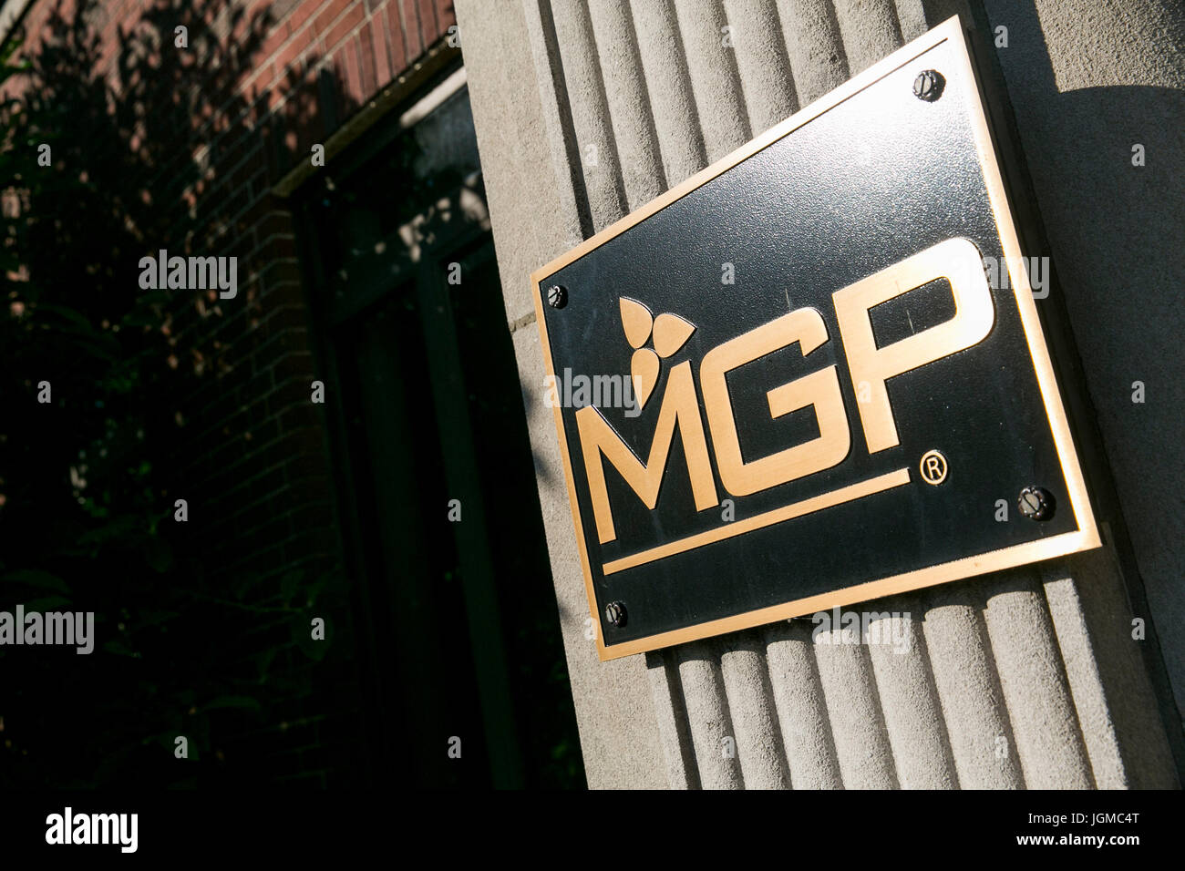 Ein Logo Zeichen außerhalb einer Einrichtung von MGP Zutaten, Inc., auch bekannt als Midwest Getreideprodukte in Lawrenceburg, Indiana auf 2. Juli 2017 besetzt. Stockfoto