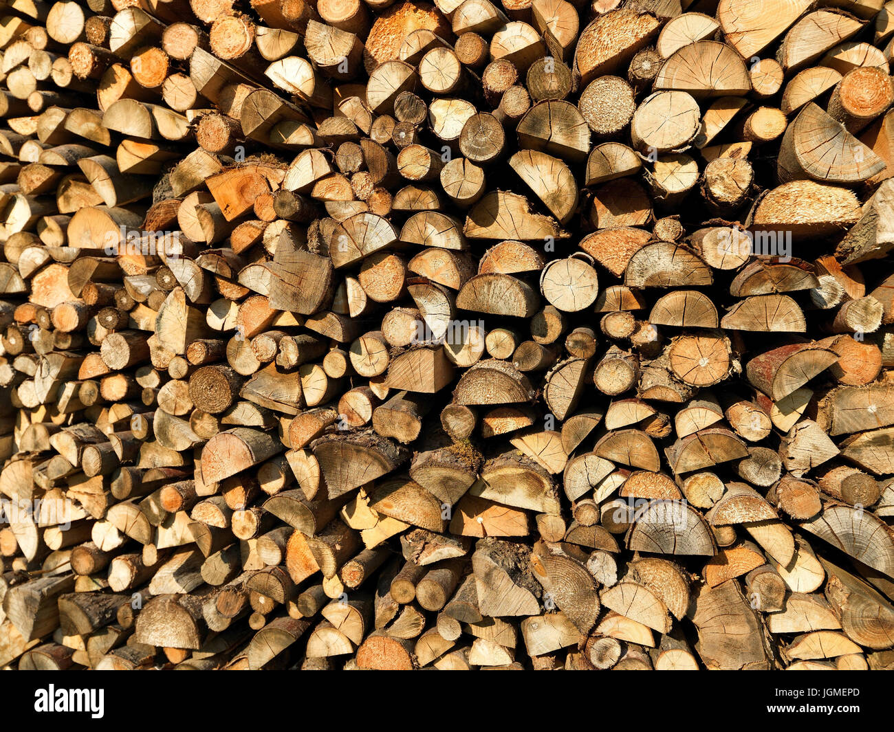 Gestapelte Holzscheite - gestapeltes Brennholz, Gestapelte Holzscheite