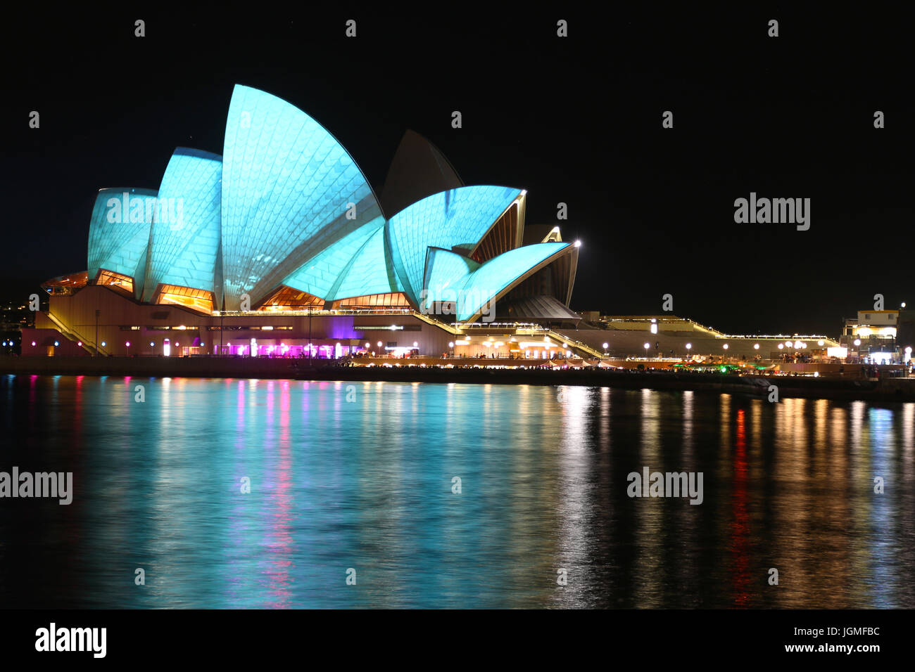 Oper von Sydney, New South Wales, Australien in der Nacht Stockfoto