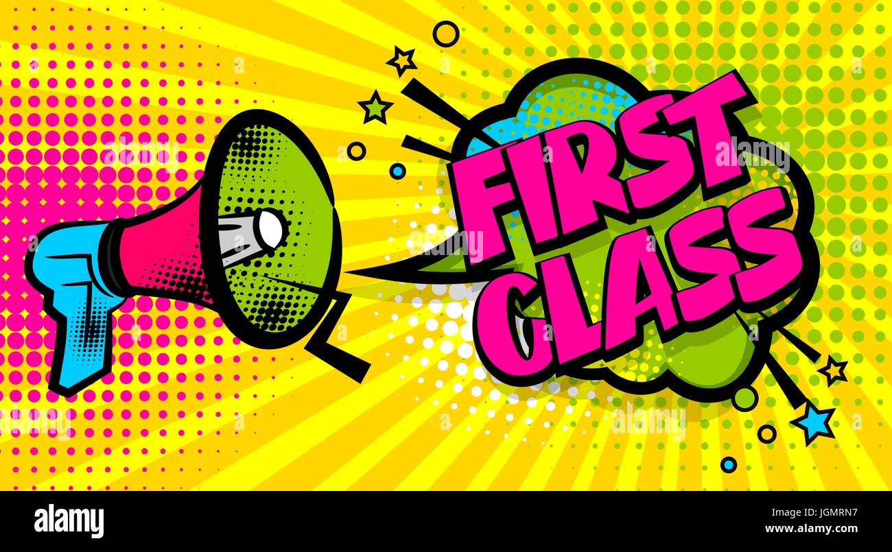 Megaphon pop erster Klasse Stock Vektor