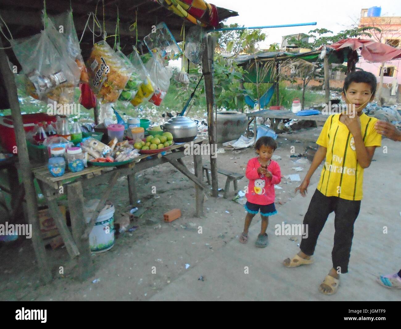 Poipet Kambodscha Kinder der Armut Banteay Meanchey Provinz Stockfoto