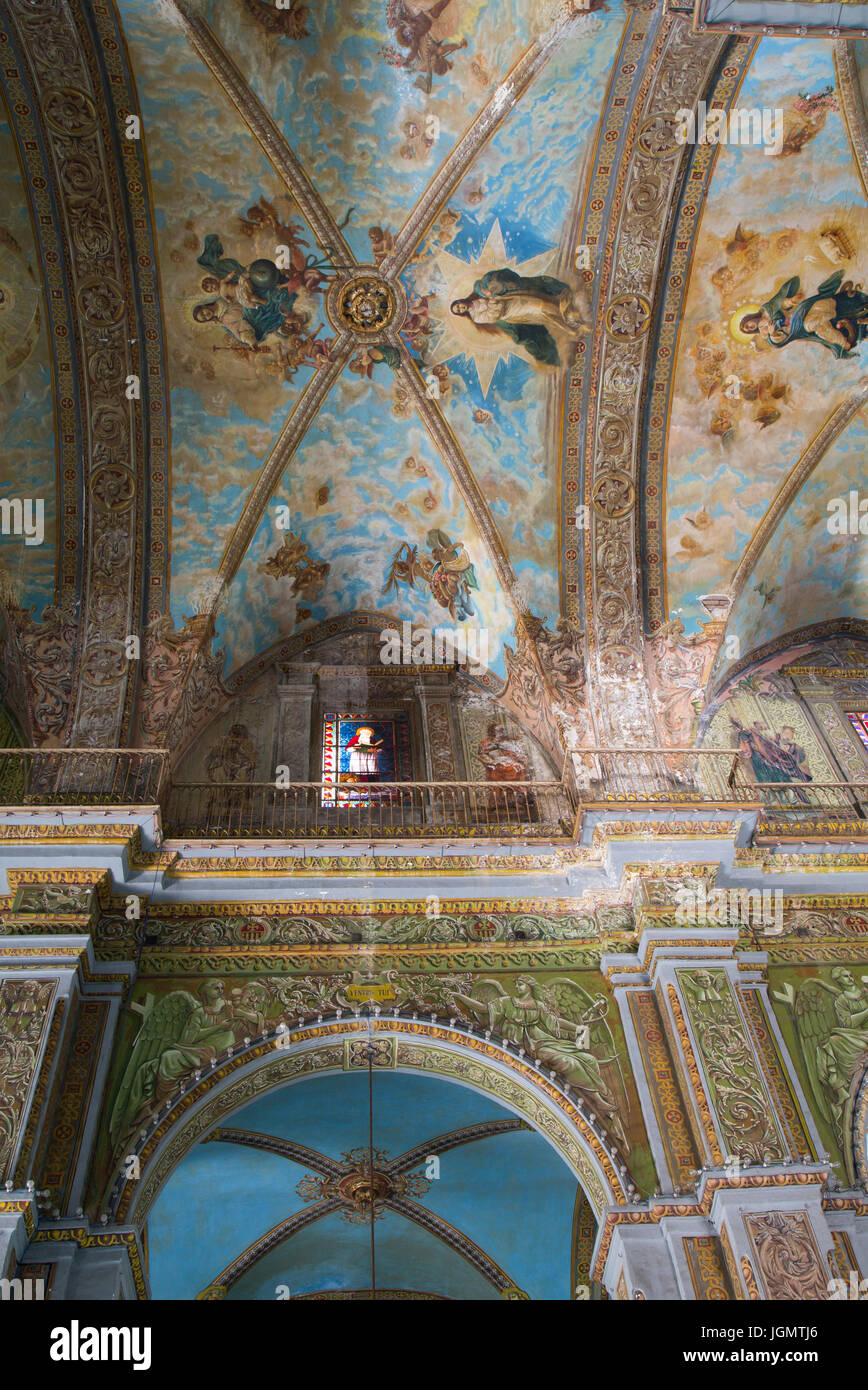Cieling Wandbilder, Iglesia de Nuestra Señora De La Merced, La Habana Vieja, UNESCO-Weltkulturerbe, Havanna, Kuba Stockfoto
