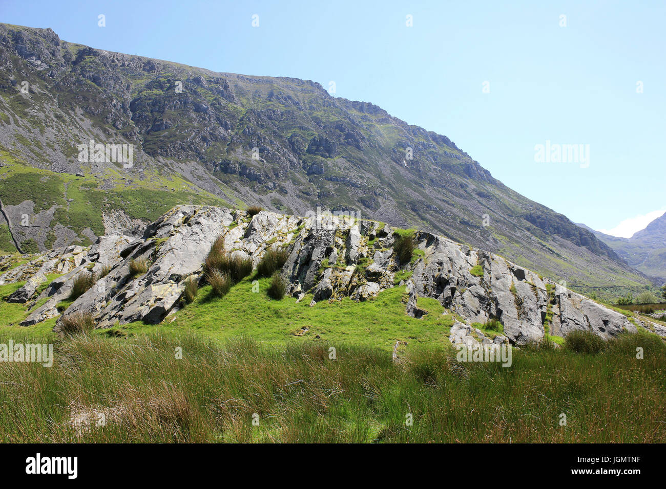Roche Mountonee, Nant Francon Tal, Wales Stockfoto