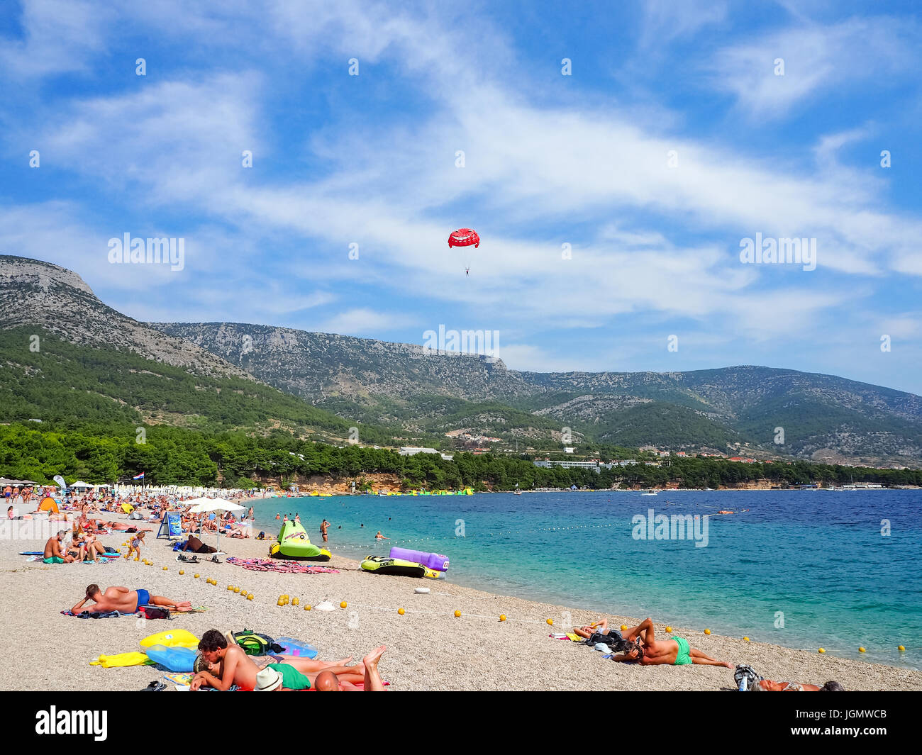 Zlatni Rat, Famus Strand auf Brac Island, Kroatien, Sommer 2016 Stockfoto