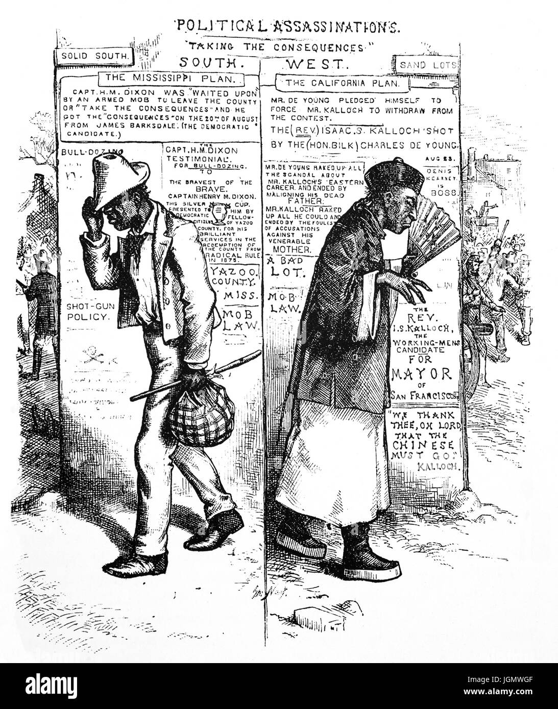1879: ein Ende des 19. Jahrhunderts politische Karikatur von Harpers wöchentlich, Kalifornien, Vereinigte Staaten von Amerika Stockfoto