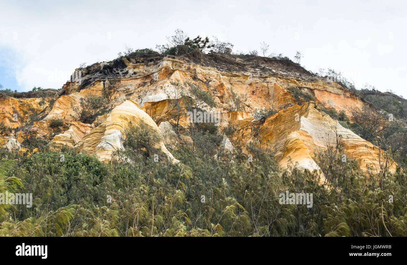 Farbigen sand Kathedrale Klippen auf Fraser Island in Australien. Stockfoto