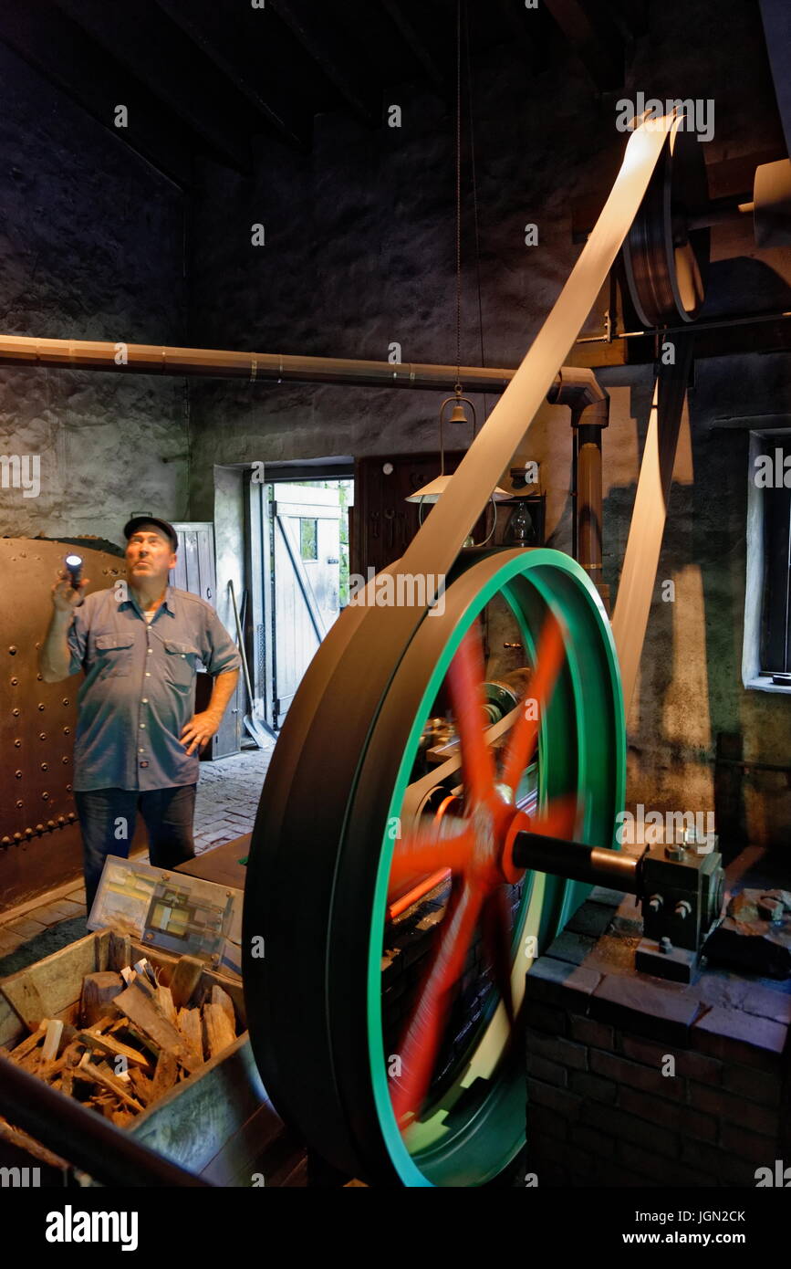 Industrieller Dampflok aus dem 19. Jahrhundert im Hagley Museum in Delaware. Stockfoto