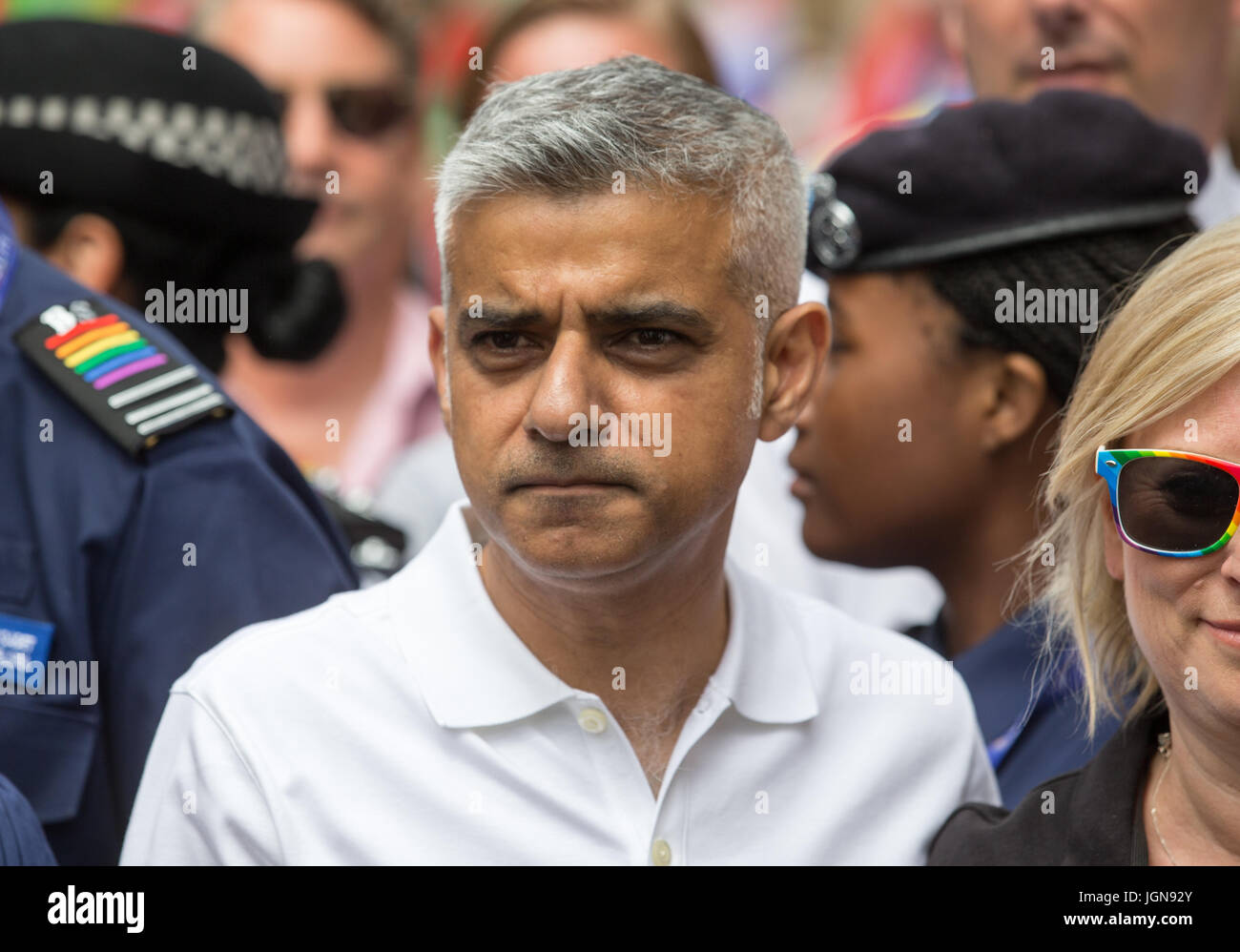 Londoner Bürgermeister, Sadiq Khan auf der Pride-Parade in London, 2017 Stockfoto