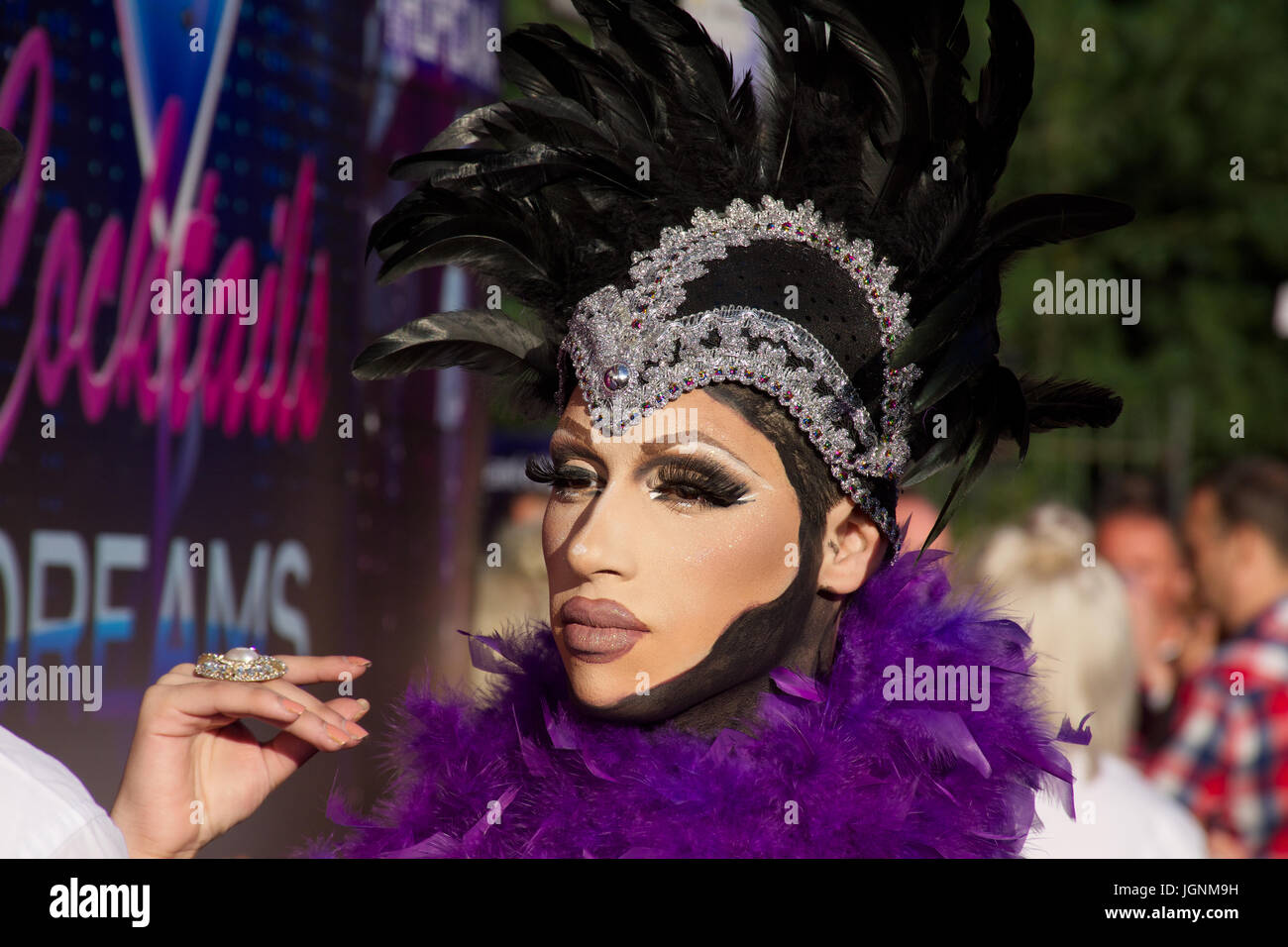 Manchester, UK. 8. Juli 2017. Funkeln-2017-Drag-Queen. Bildnachweis: JazzLove/Alamy Live-Nachrichten Stockfoto