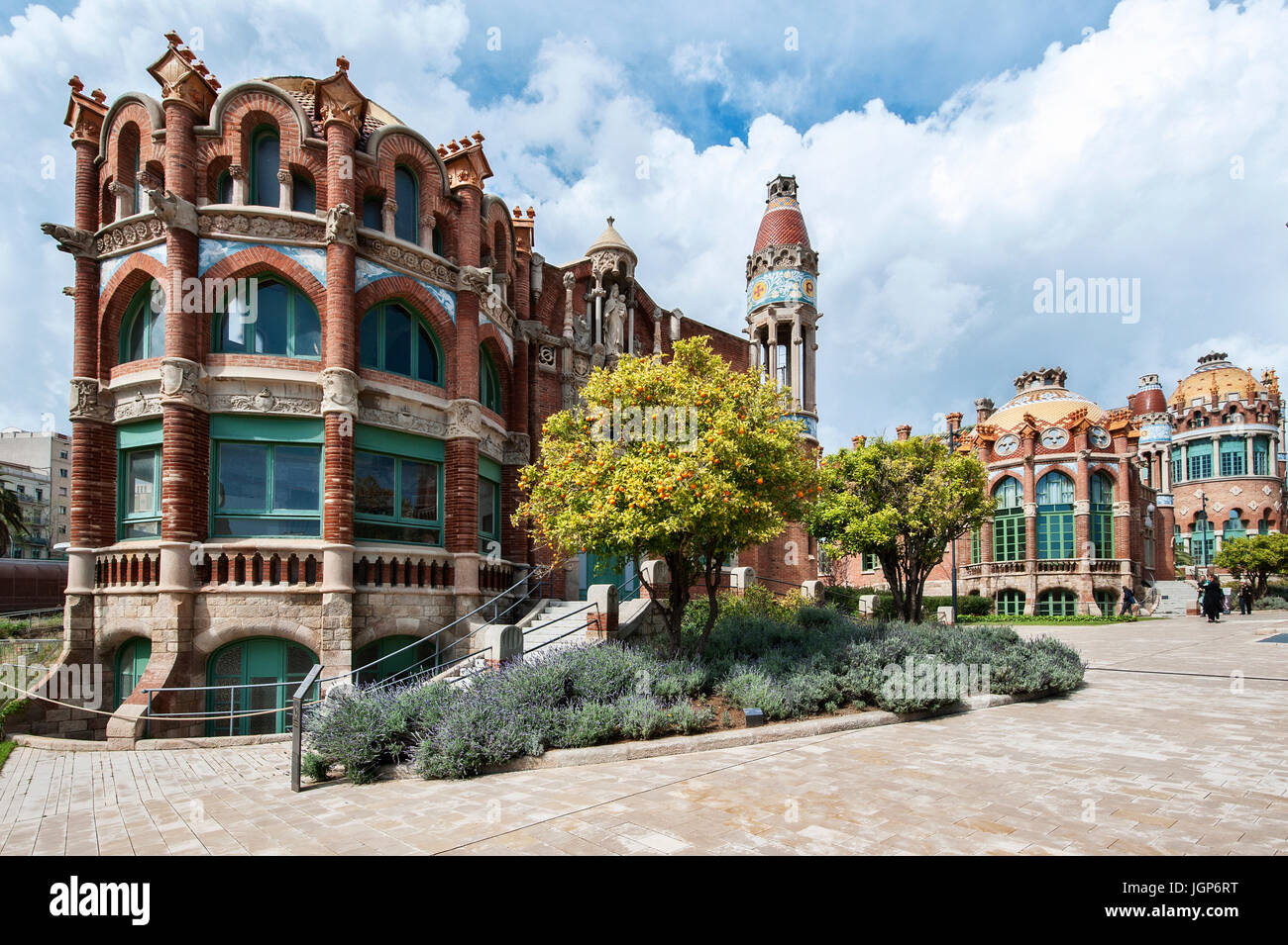 Historische Krankenhaus komplexe Hospital de Sant Pau, Barcelona, Spanien Stockfoto