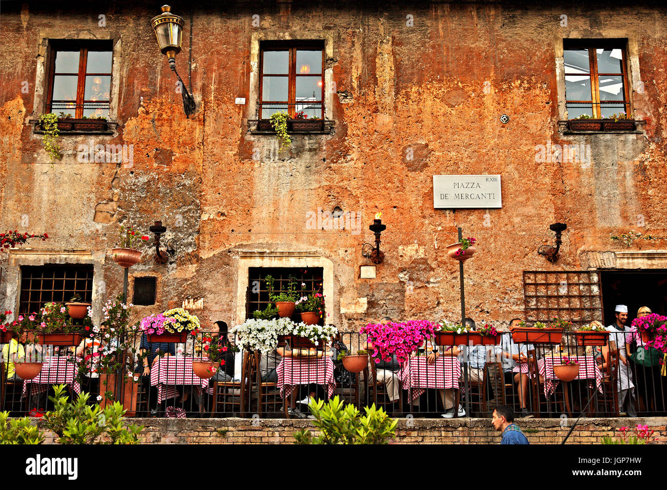 Traditonatl Taverne an Piazza dei Mercanti, Trastevere, Rom, Italien Stockfoto