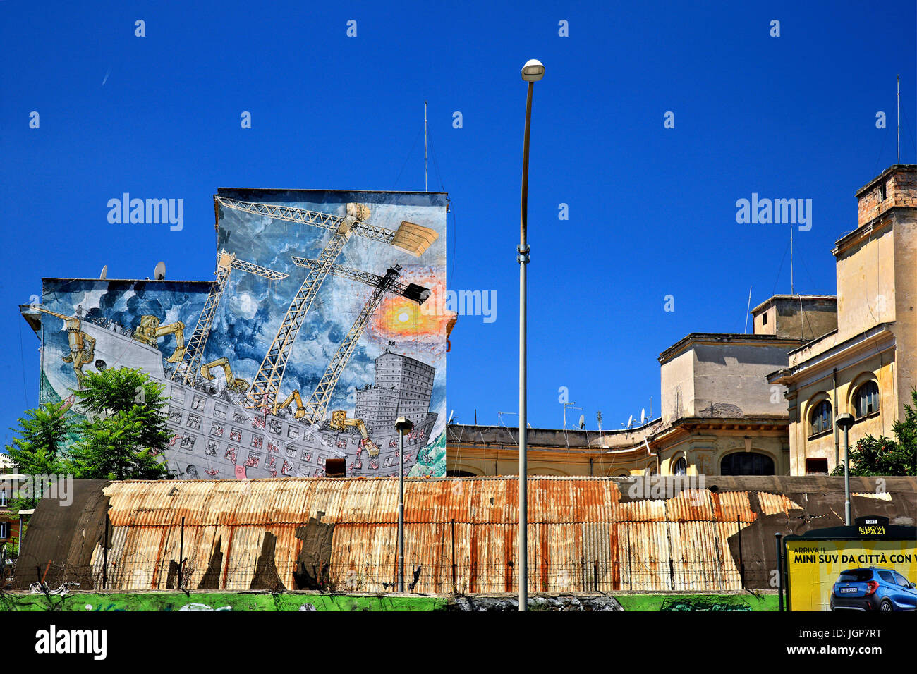 Wandgemälde von berühmten Streetart-Künstler Blu an Via del Porto Fluviale, Ostiense, Rom, Italien Stockfoto