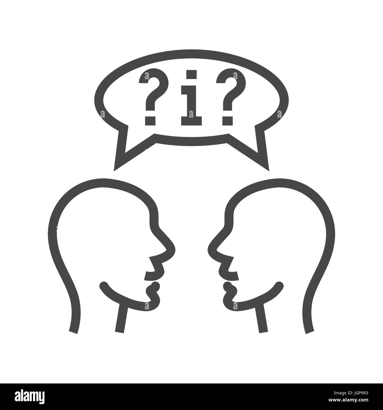 Dialog dünne Linie Vektor Icon. Flach-Symbol auf dem weißen Hintergrund ...