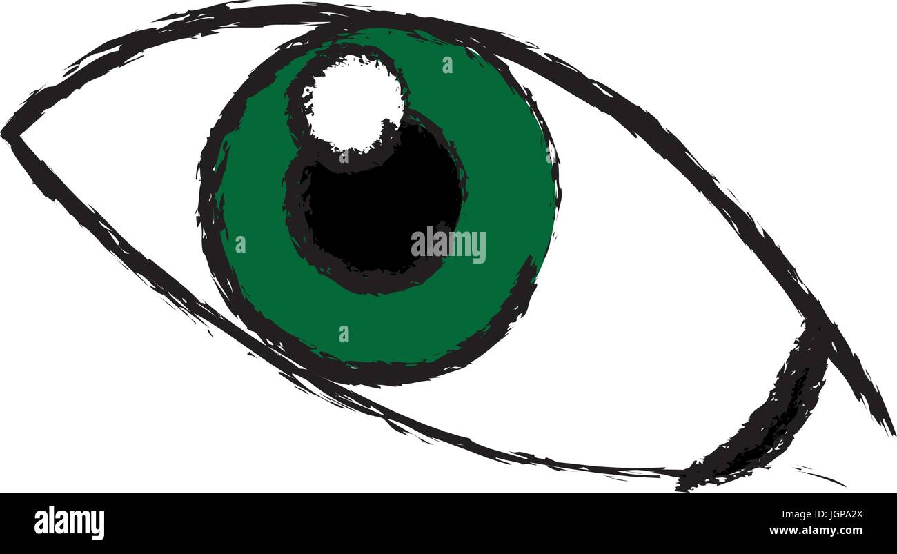 Comic-grüne Augen schauen optischen Stil-Vektor-illustration Stock Vektor