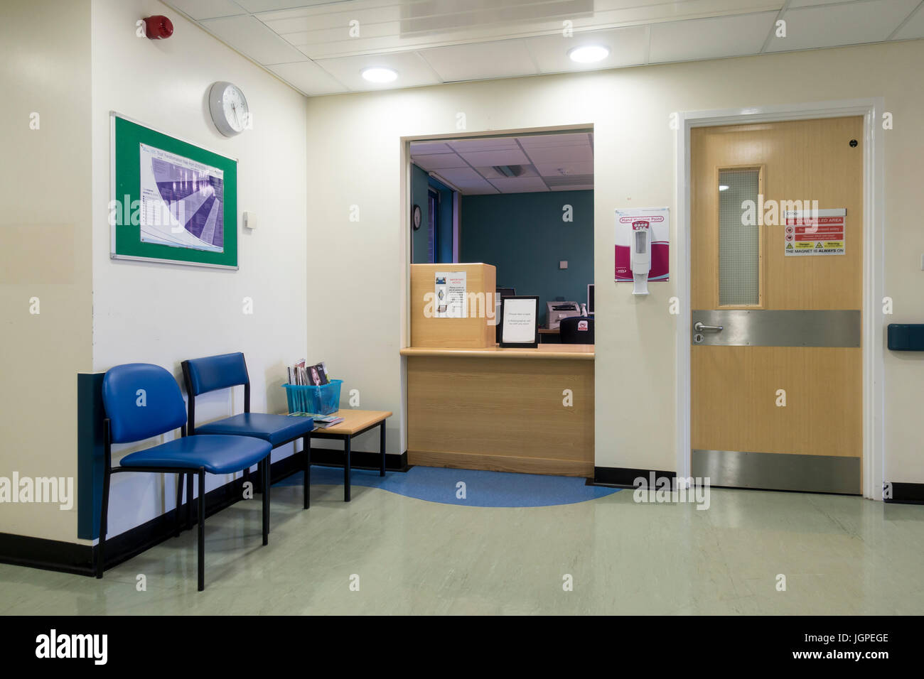 Wartebereich in Rochdale Krankenstation zu leeren Stockfoto