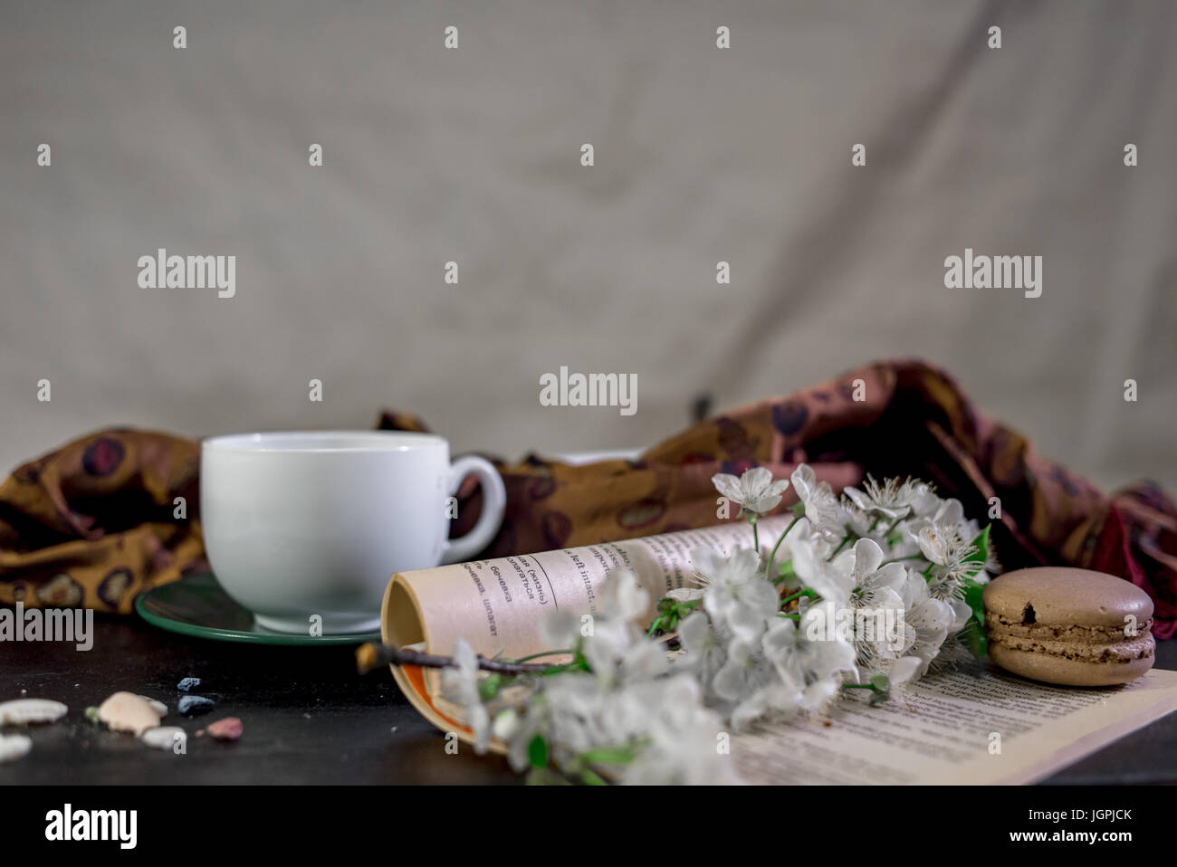 Eine erweiterte Buch mit Kirschblüten Stockfoto