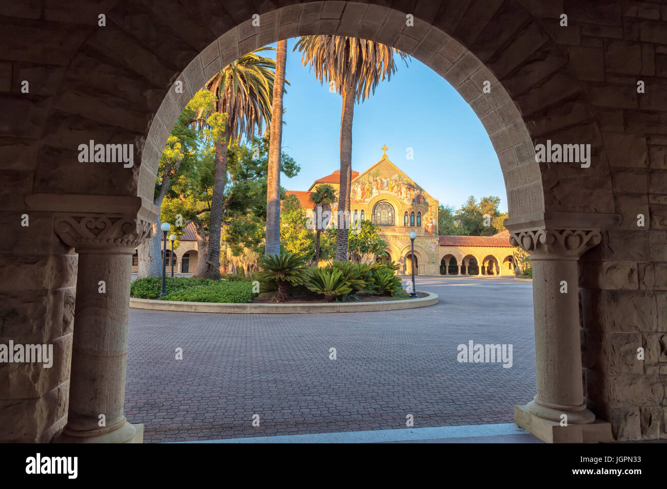 Gedenkkapelle Stanford University, Palo Alto, Kalifornien, USA Stockfoto