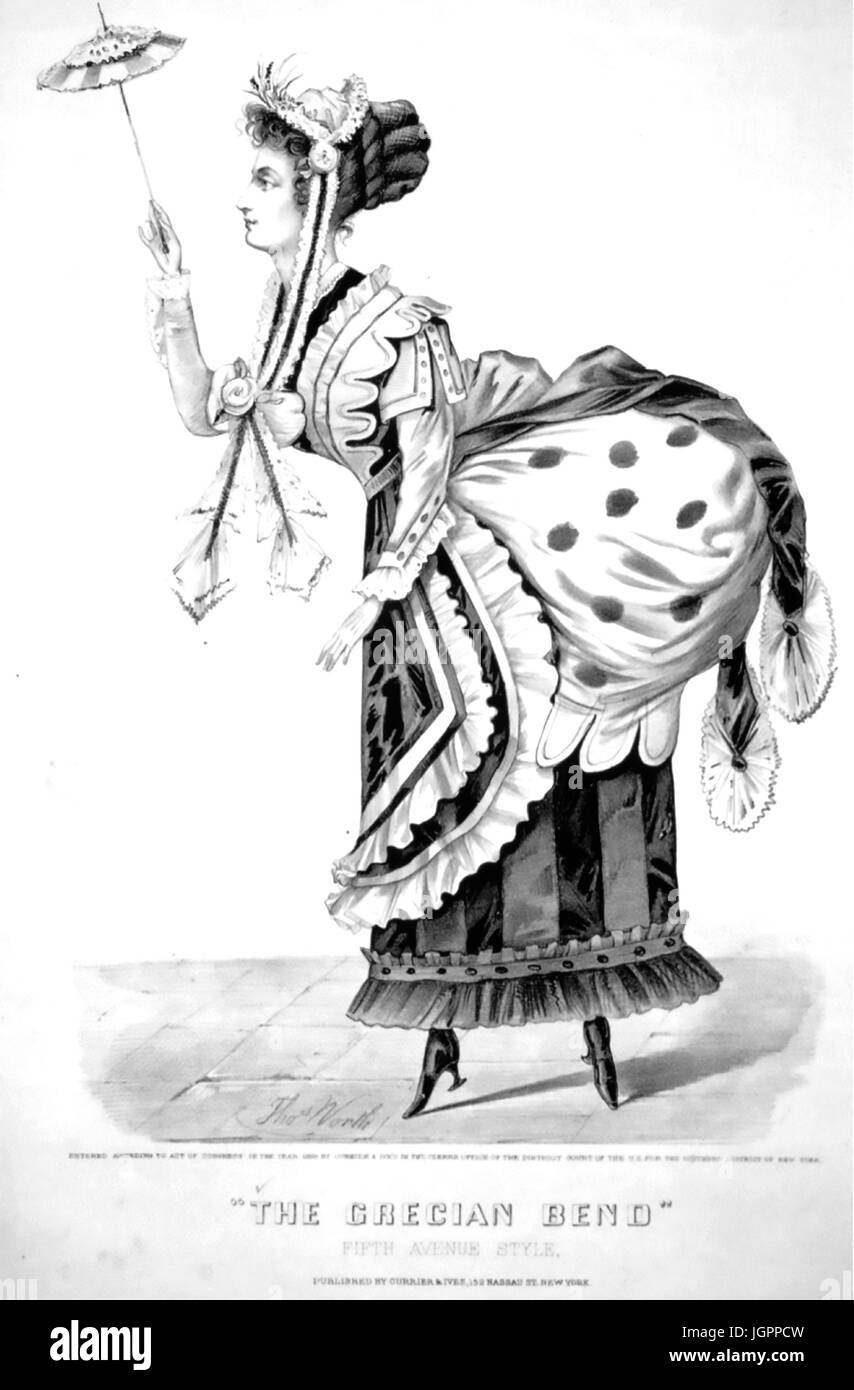 DIE griechische biegen 1868 Print von Currier & Ives der Mode des Tages Stockfoto