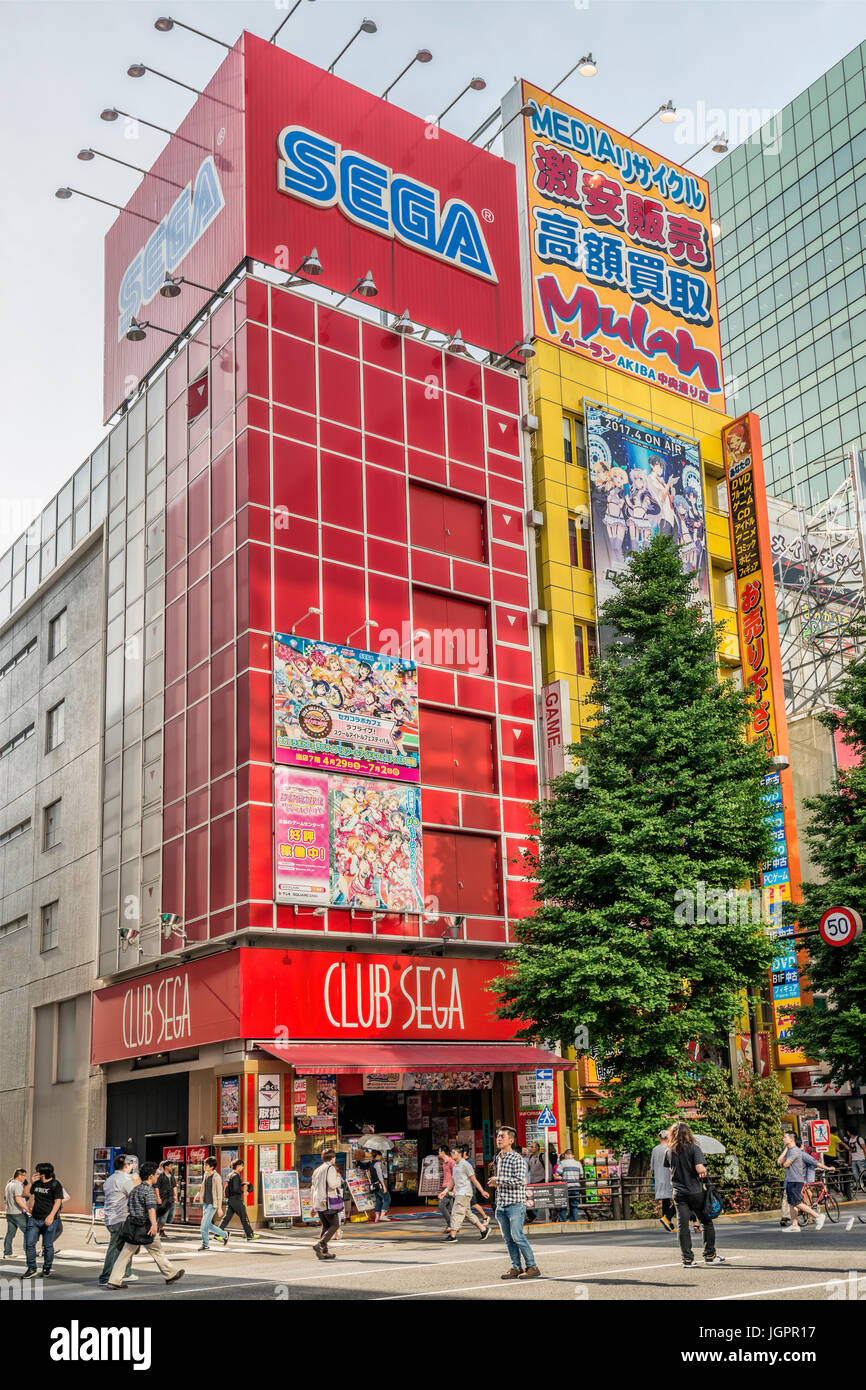 Club Sega in der Chuo-Dori Einkaufsstraße in der Akihabara Electric Town, Tokio, Japan Stockfoto