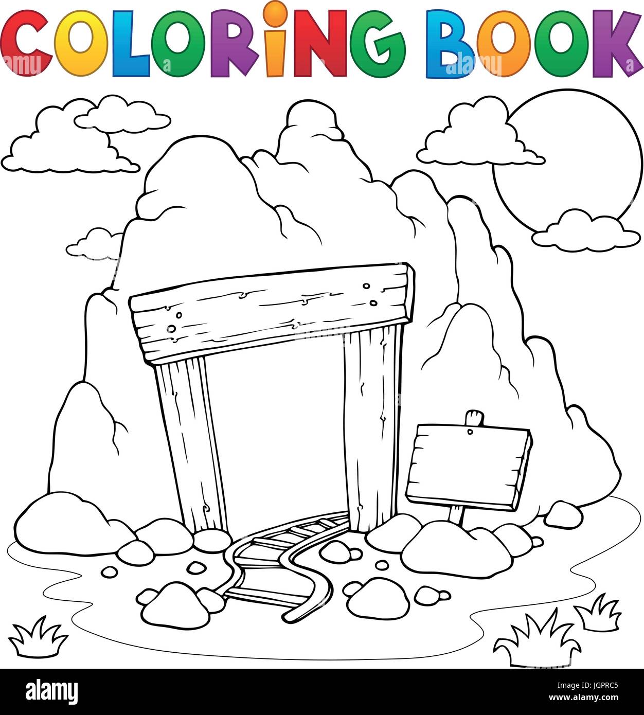 Coloring Book Mine Eingang - eps10 Vektor-Illustration. Stock Vektor