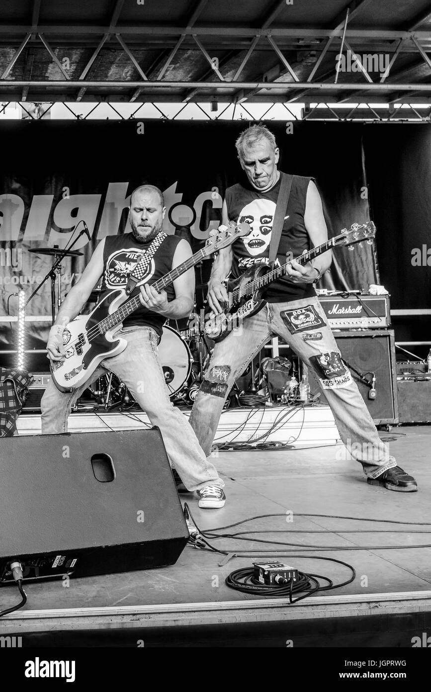Legendären Punk-Rock-Band D.O.A wird wieder belebt und rockt die Khatsahlano Festival, Kitsilano, Vancouver, Britisch-Kolumbien, Kanada. Stockfoto