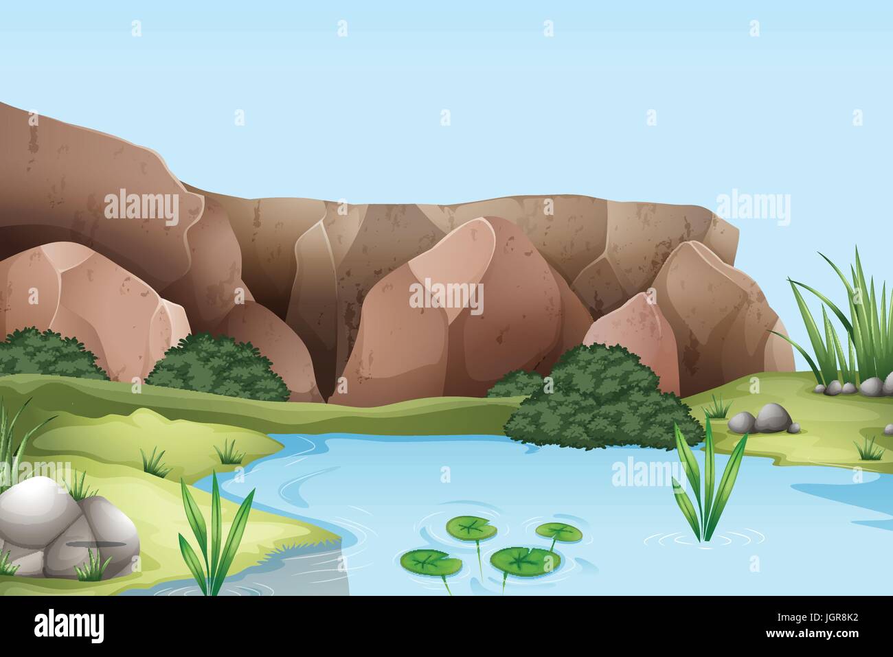 Szene mit Fluss und Cliff illustration Stock Vektor