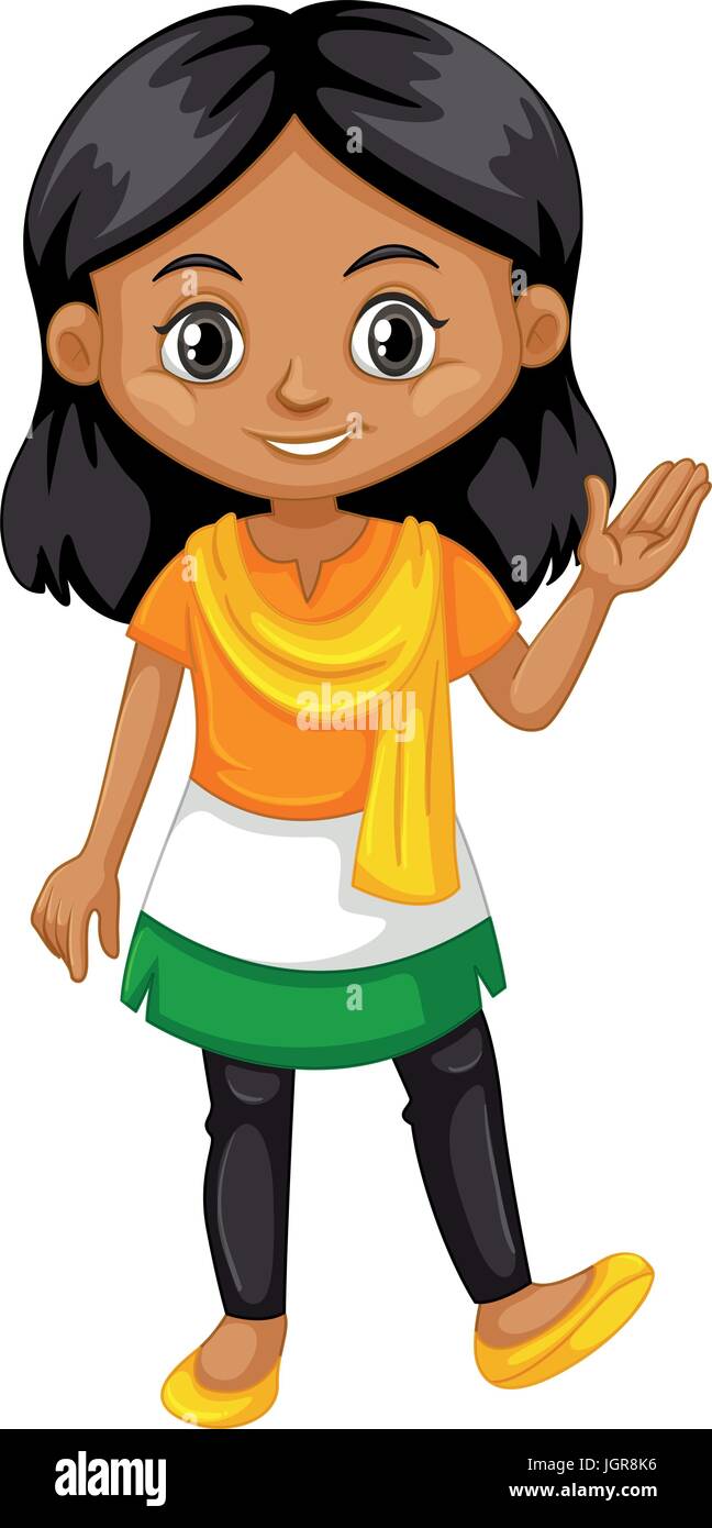 Indische Madchen T Shirt Mit Farbe Der Flagge Illustration Stock Vektorgrafik Alamy