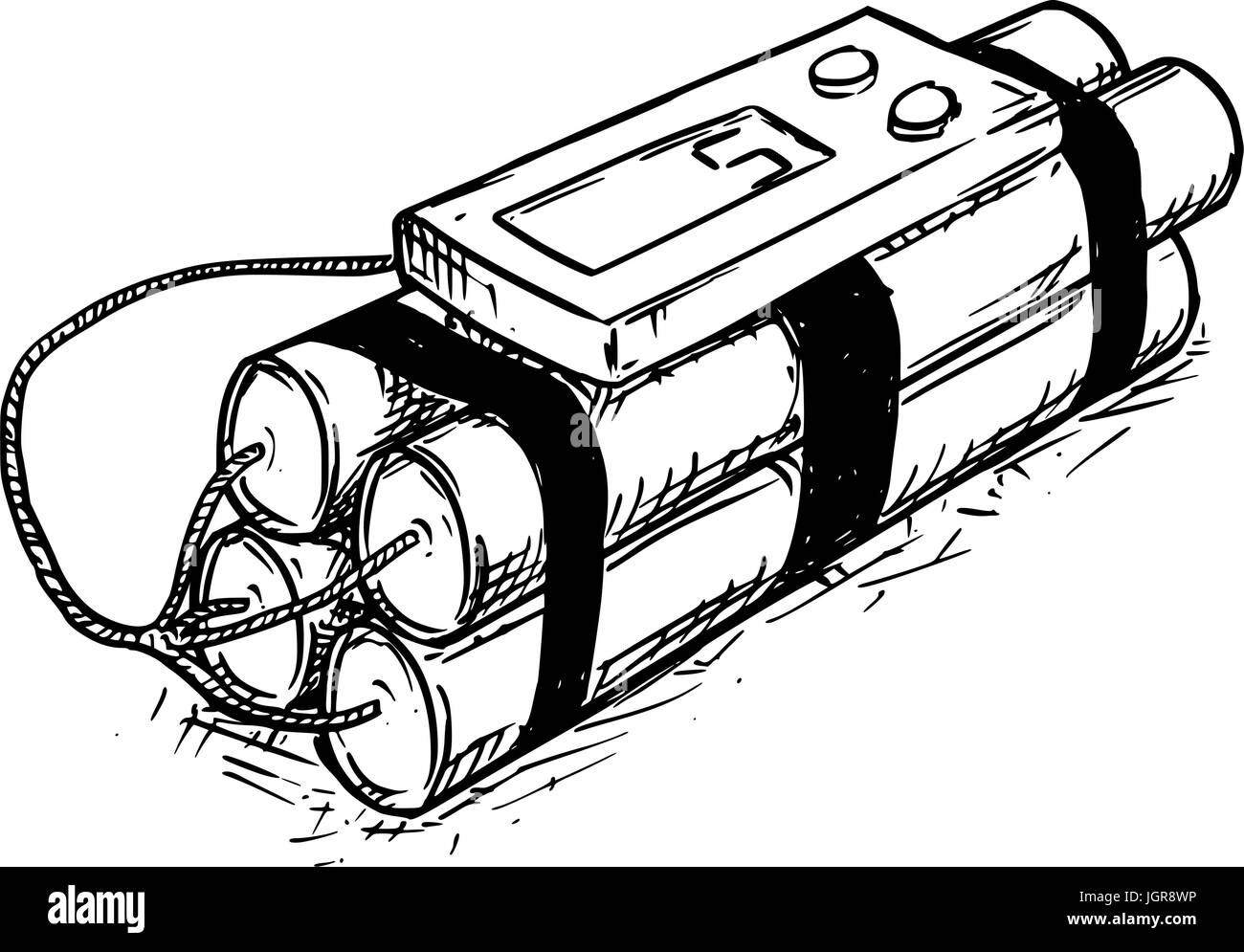 Vektor-Cartoon von Retro-Zeitbombe mit digitaler Anzeige als timer Stock Vektor