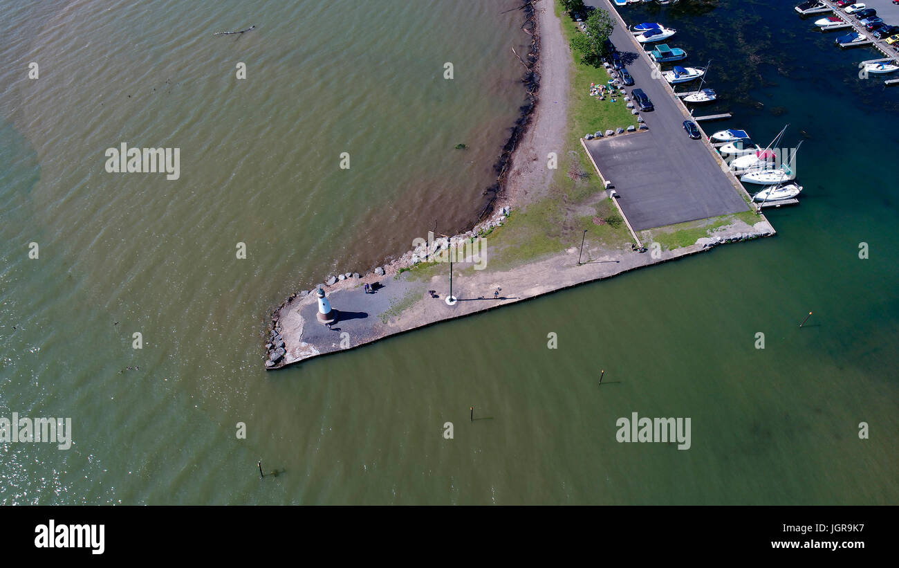 Luftaufnahme von Myers Point Lighthouse in Lansing Myers Park, Lansing