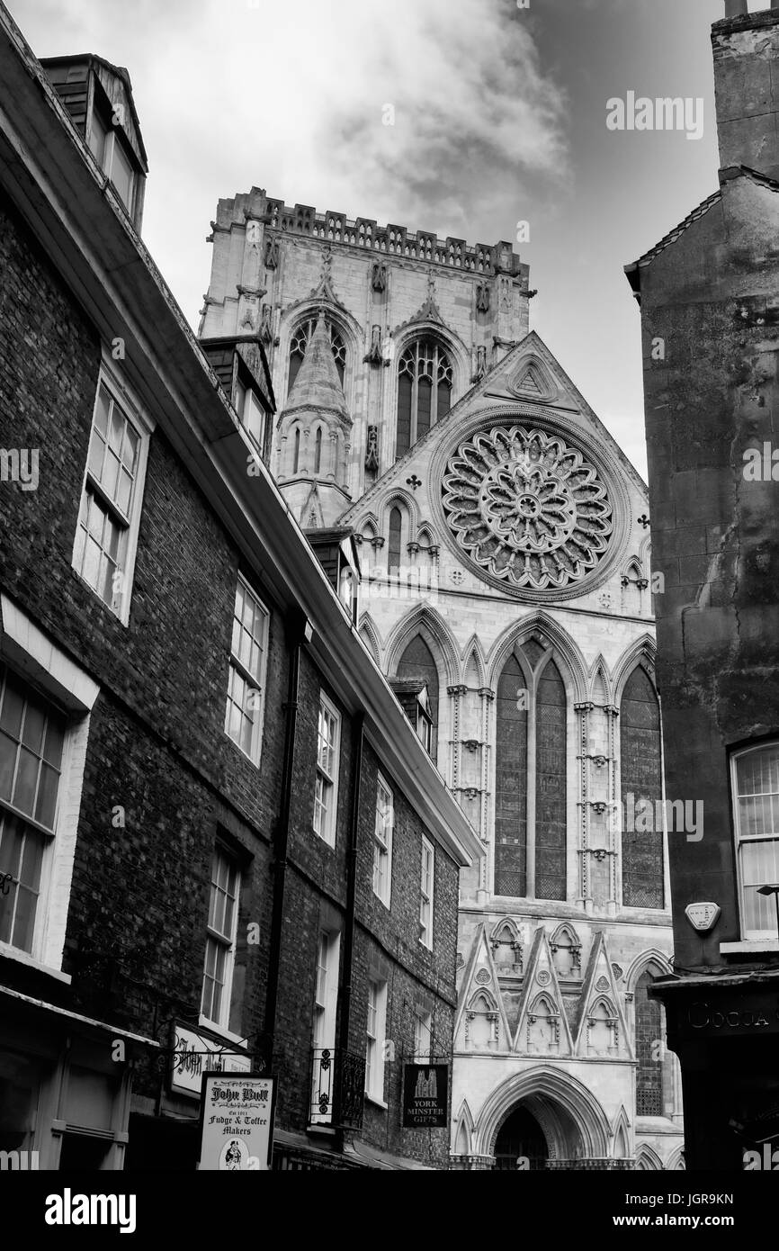 York Minster in York, England, UK in schwarz / weiß Stockfoto