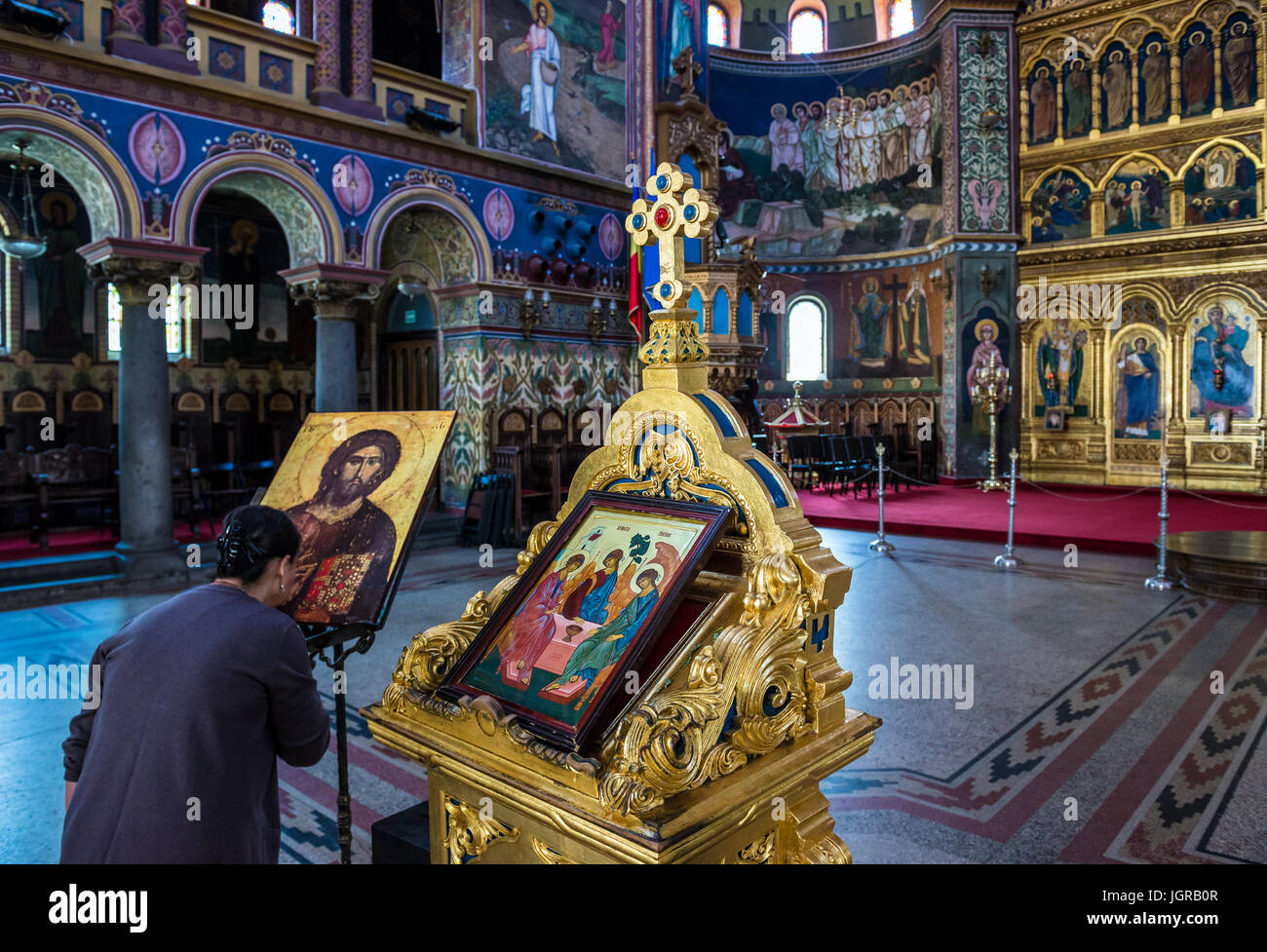 Rumänische Orthodoxe Dreifaltigkeits-Kathedrale im historischen Zentrum von Sibiu Stadt der Region Transsilvanien, Rumänien Stockfoto